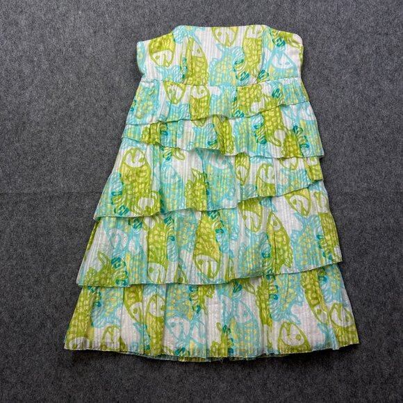 Lilly Pulitzer Arden Off The Hook Strapless Tiered Dress Women's Sz 4 Fish Print - Picture 2 of 12